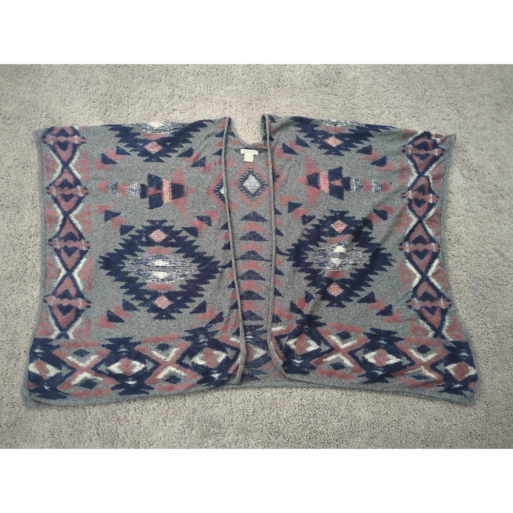 Lucky Brand Poncho Cardigan Women One Size Open Front Aztec Knit Shawl Southwest